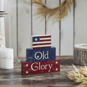 Vintage Old Glory w/ Flag Block Sign